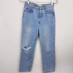 Reformation Jeans Womens Cynthia High Rise Straight Cropped Jeans Size 25 Blue